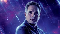 Bruce Banner en un fondo cósmico, personificando la determinación y el intelecto de "Vengadores: Endgame".