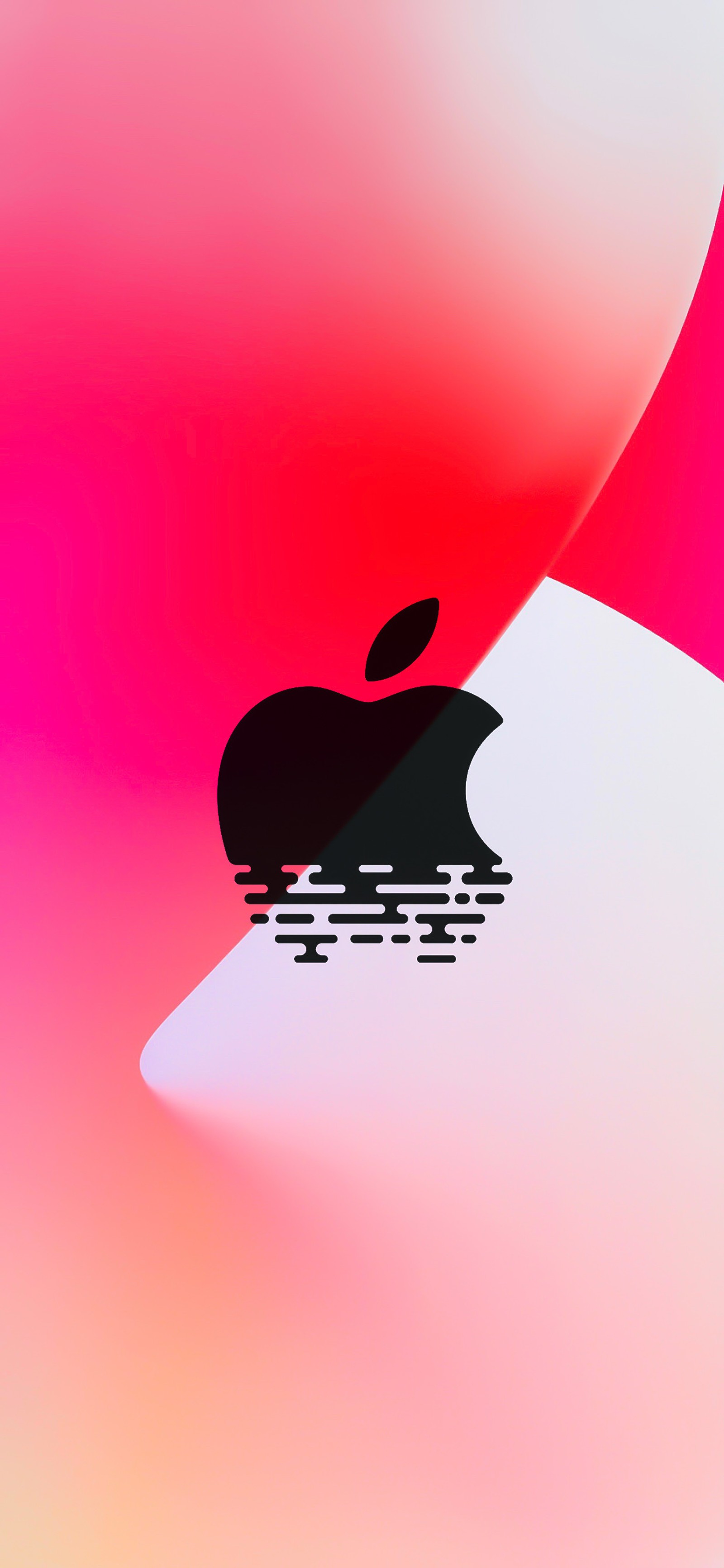 Une image du logo rouge d'apple sur un fond rose (pomme, iphone, pommes, apple store, rouge)