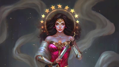 Mujer Maravilla: La superheroína empoderadora con espada y estrellas