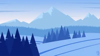 Serene Azurblaue Berge und Minimalistische Wälder