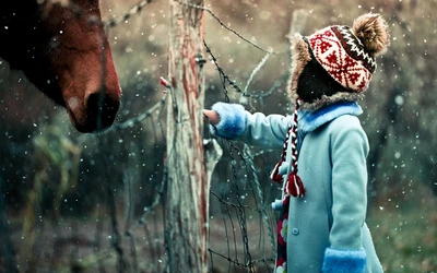 arbre, amusement, enfant, neige, gel