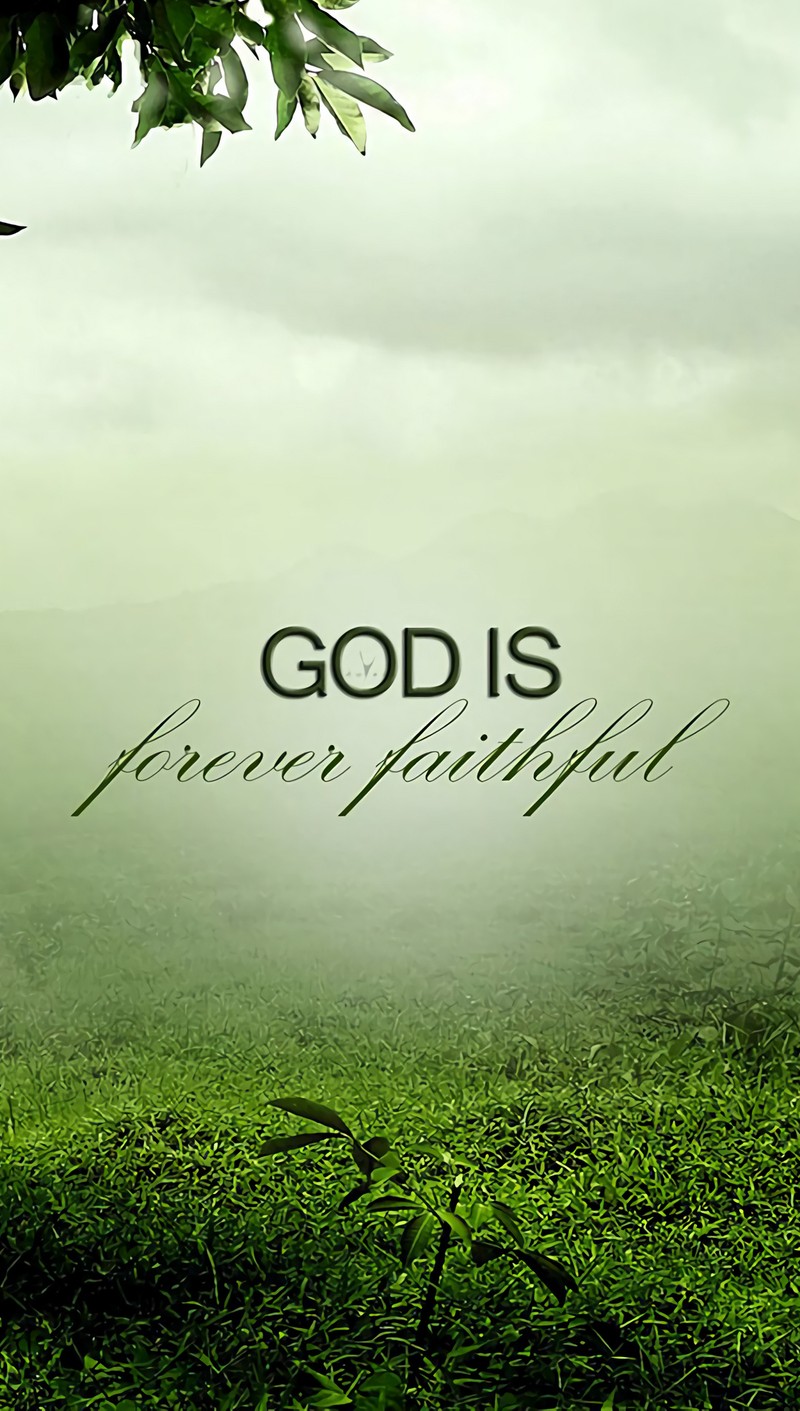 There is a picture of a green field with a tree (faithful, god, quote)