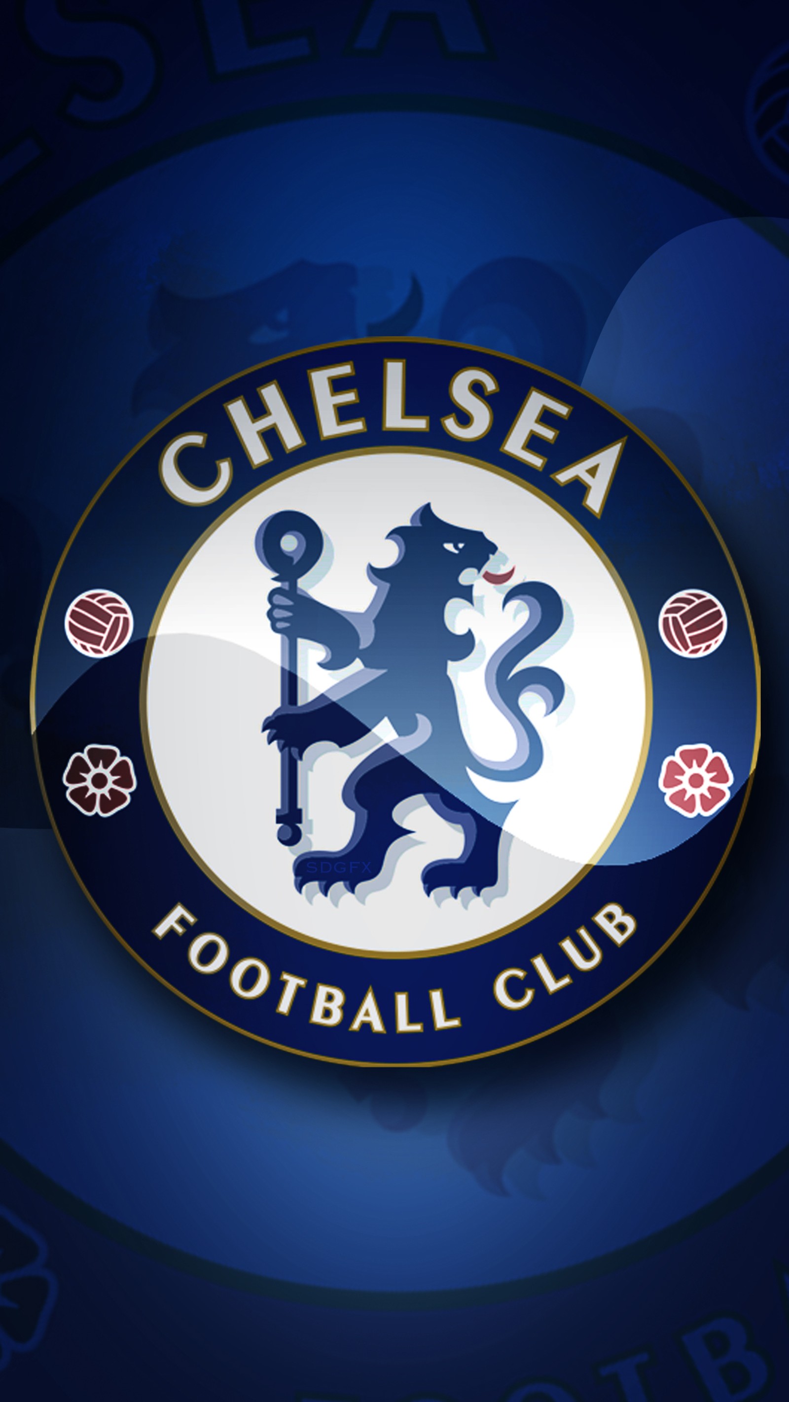 Um close em um logo de futebol em um fundo azul (blues, cfc, chelsea, chelsea fc, futebol)