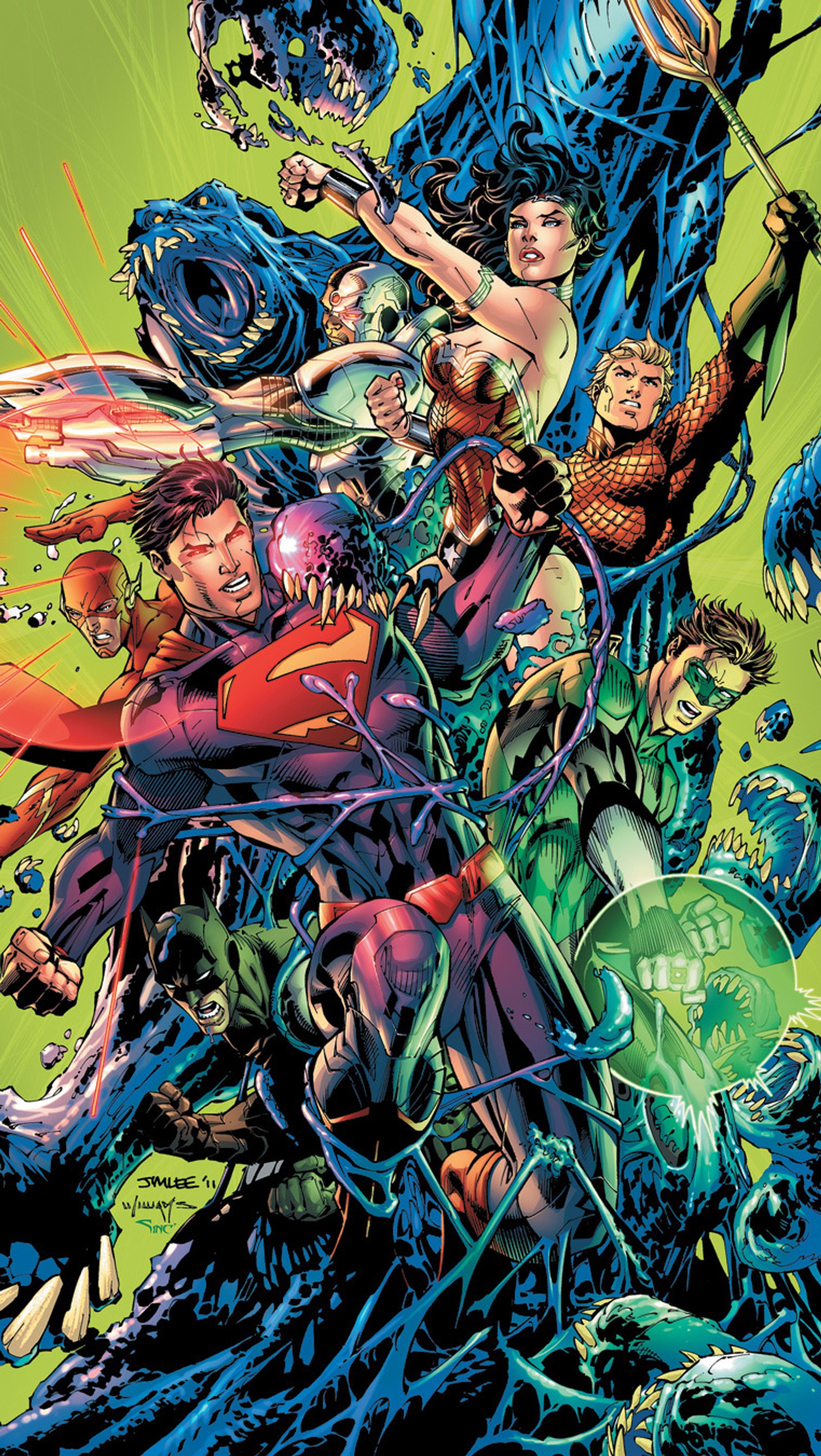 Justice league vol 2 cover by mike vandervel (comics, dc, heroes, justice league)