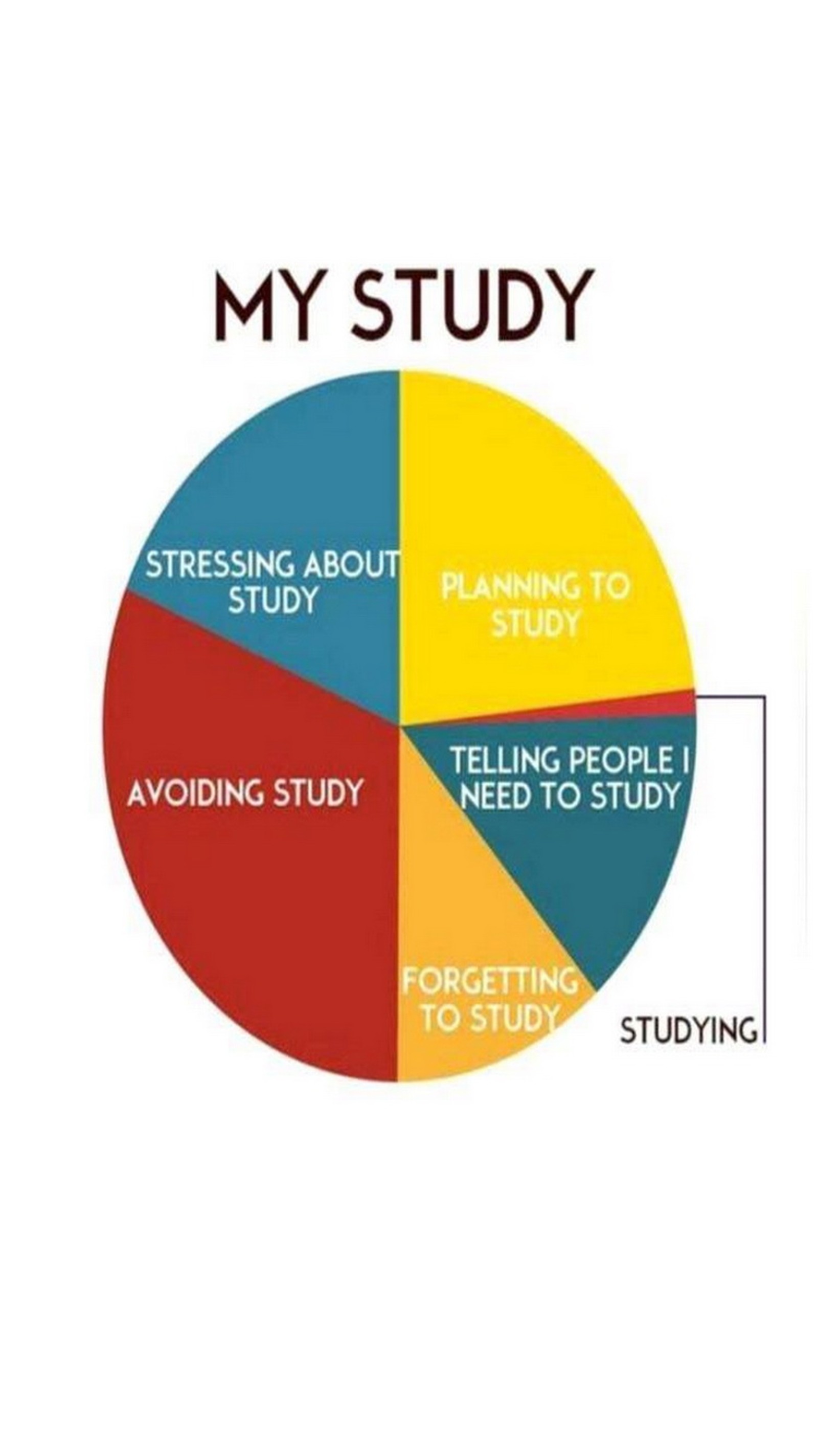 Um gráfico circular com as palavras estresse sobre o planejamento de estudos e evitando estudar (evitar, esquecer, plano, estresse, estudante)