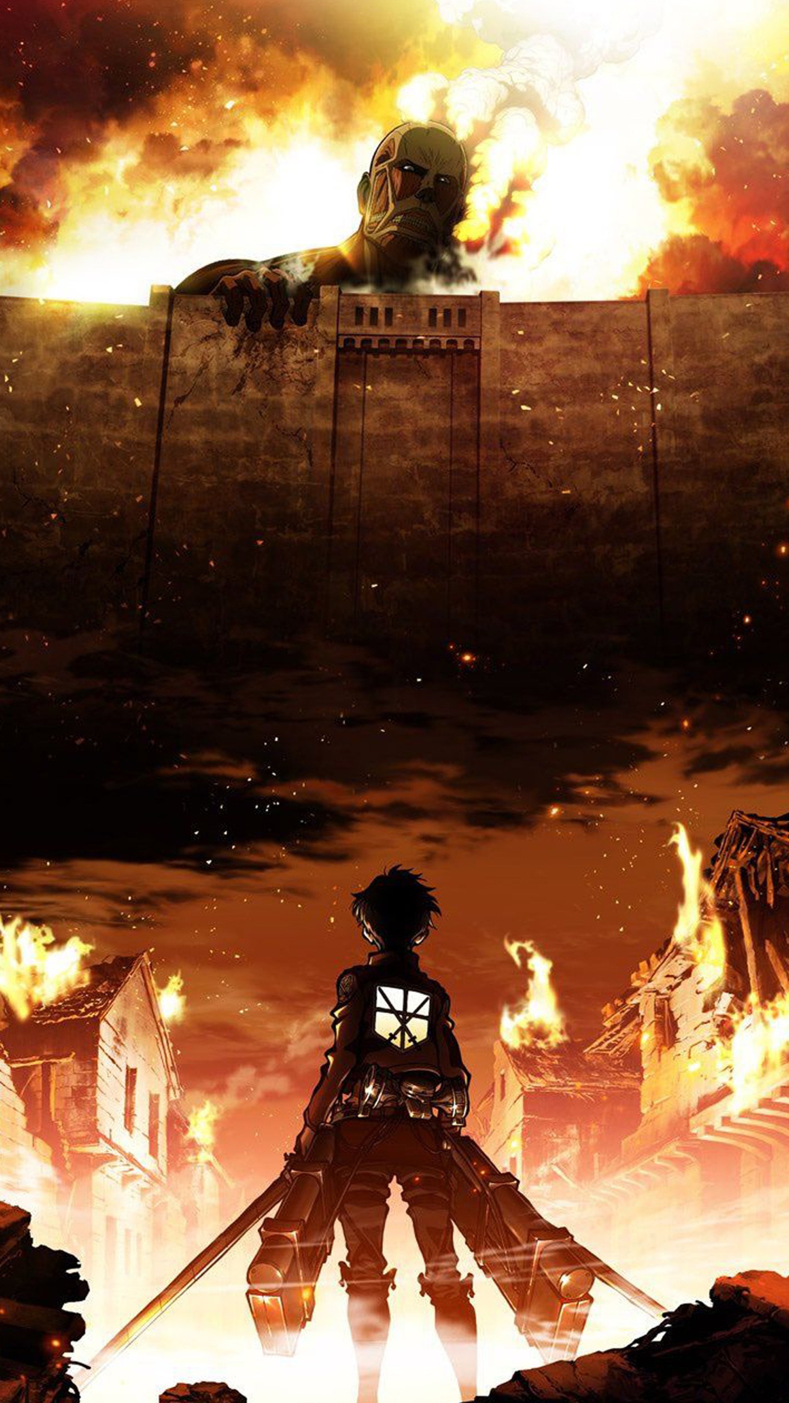 Des fonds d'écran anime avec un homme debout devant un château. (eren, shingeki no kyojin)