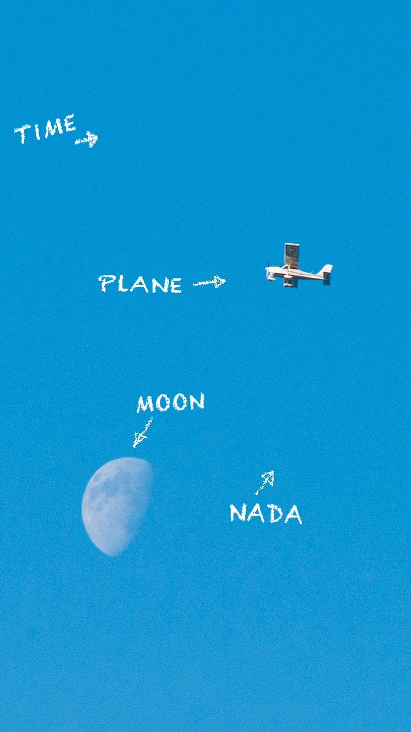 Quatre avions volent dans le ciel avec la lune en arrière-plan (bleu, lune, avion, poésie, ciel)