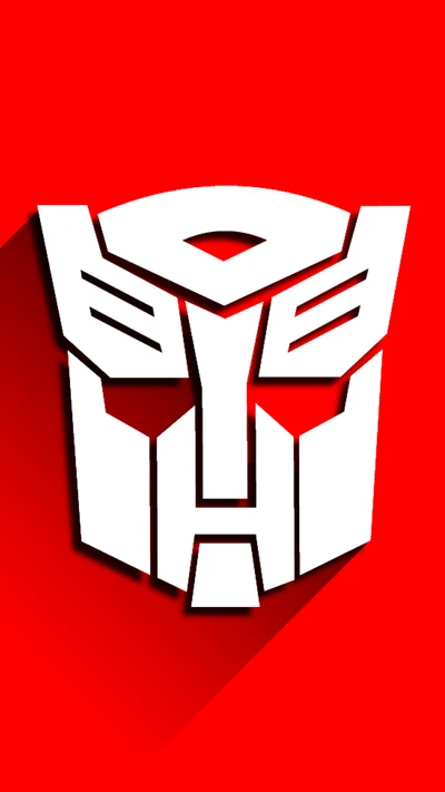 Logo estilizado de Autobot sobre fondo rojo