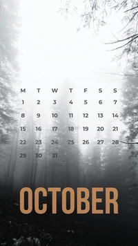 october, calendar, zedgeoct18