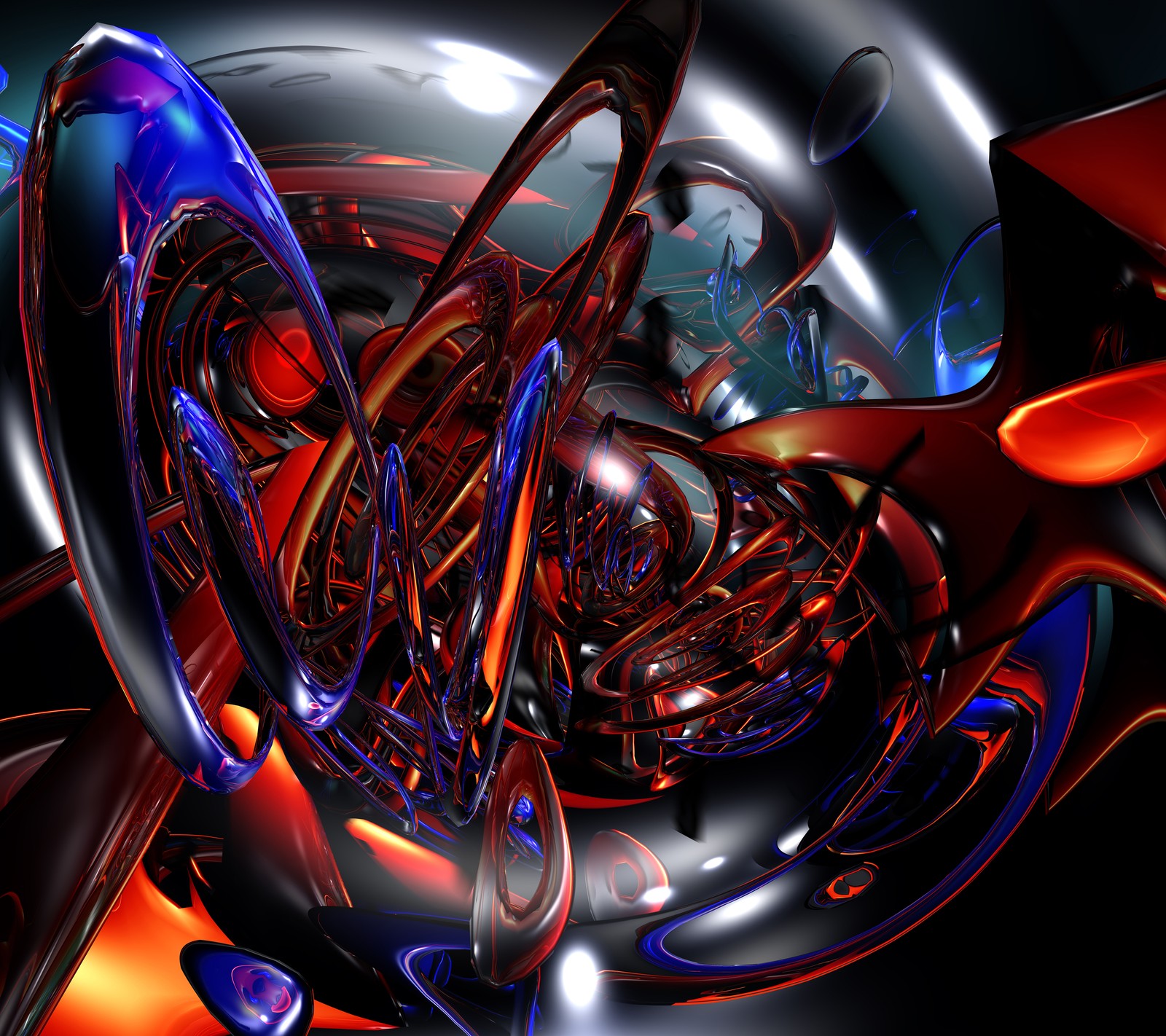 Abstract digital art of a musical instrument with a red and blue design (3d, abstract, shape)