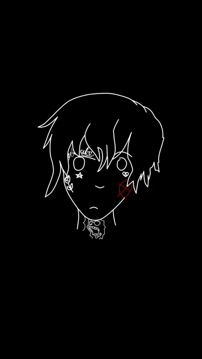 Illustration inspirée de l'anime de Lil Peep avec des caractéristiques distinctives