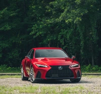 2022 Lexus IS 500 F Sport Performance en Rouge Éclatant Parmi une Végétation Luxuriante