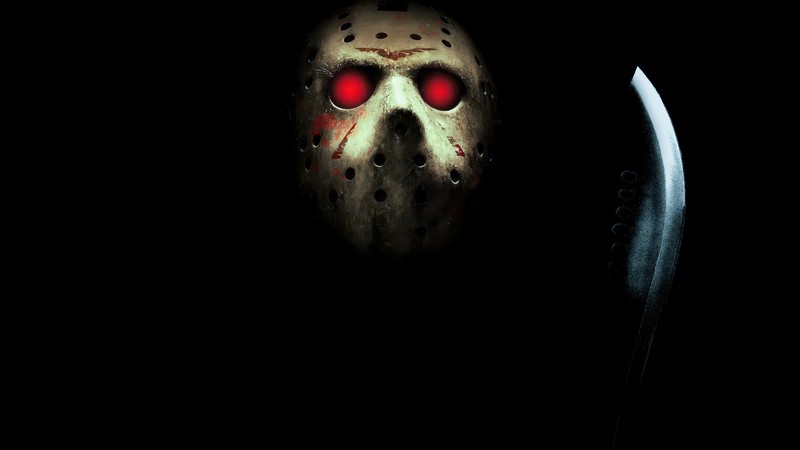 Крупный план человека с ножом в темноте (джейсон вурхиз, jason voorhees, пятница 13 е, фильм, ужас)