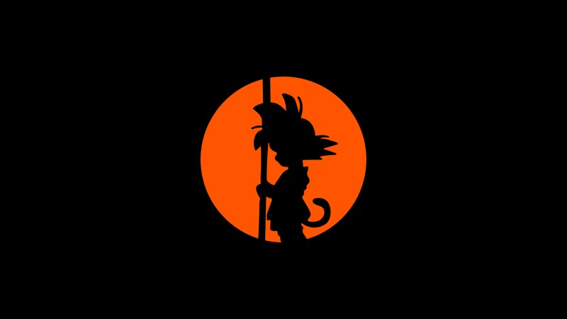 Крупный план человека на столбе на фоне солнца (сон гоку, son goku, силуэт, черный фон, amoled)