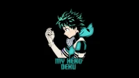 Deku de Mi Academia de Héroes: Un impresionante fondo de pantalla de anime 5K sobre fondo negro