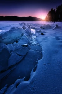 Sunset Over the Iced Rondout Reservoir