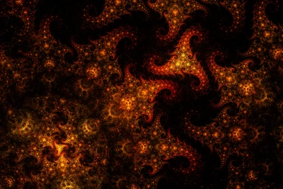 Fiery Fractal Design: A Dance of Red and Orange Flames