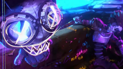 Lebendige Kunst der Arcane-Serie mit ikonischen Charakteren aus League of Legends