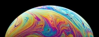 Vibrant Soap Bubble Abstract with Multicolored Swirls on Black Background