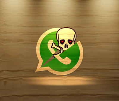 Warnung: WhatsApp-Sicherheitsbedrohungssymbol mit Totenkopf