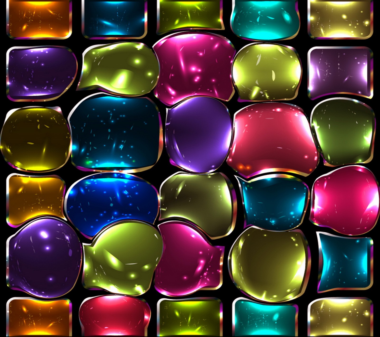 A close up of a colorful background with shiny stones (colorful, glass, stained, tiles)