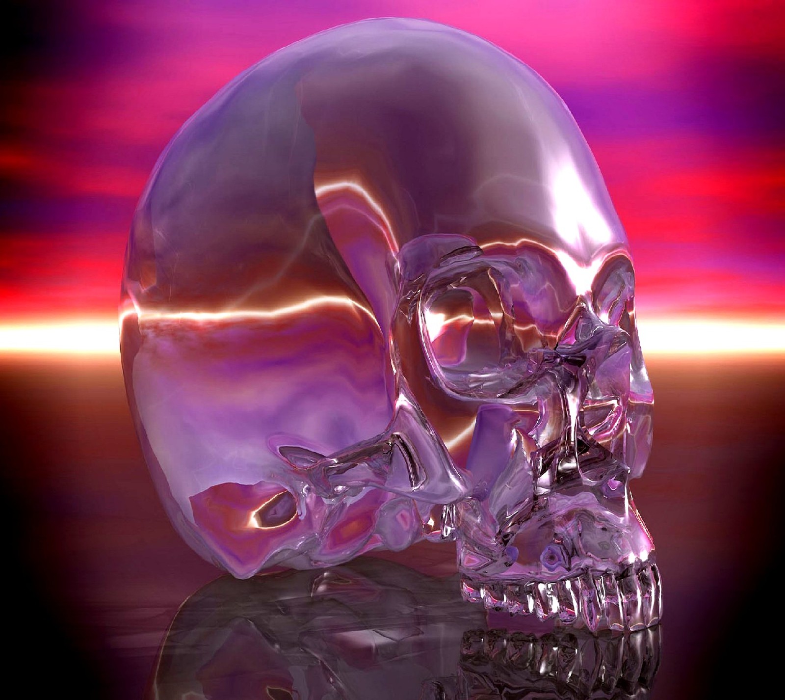 Arafed image of a shiny skull with a glowing background (skull)