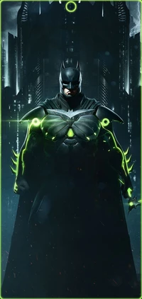 Futuristic Dark Knight in a Neon Gotham