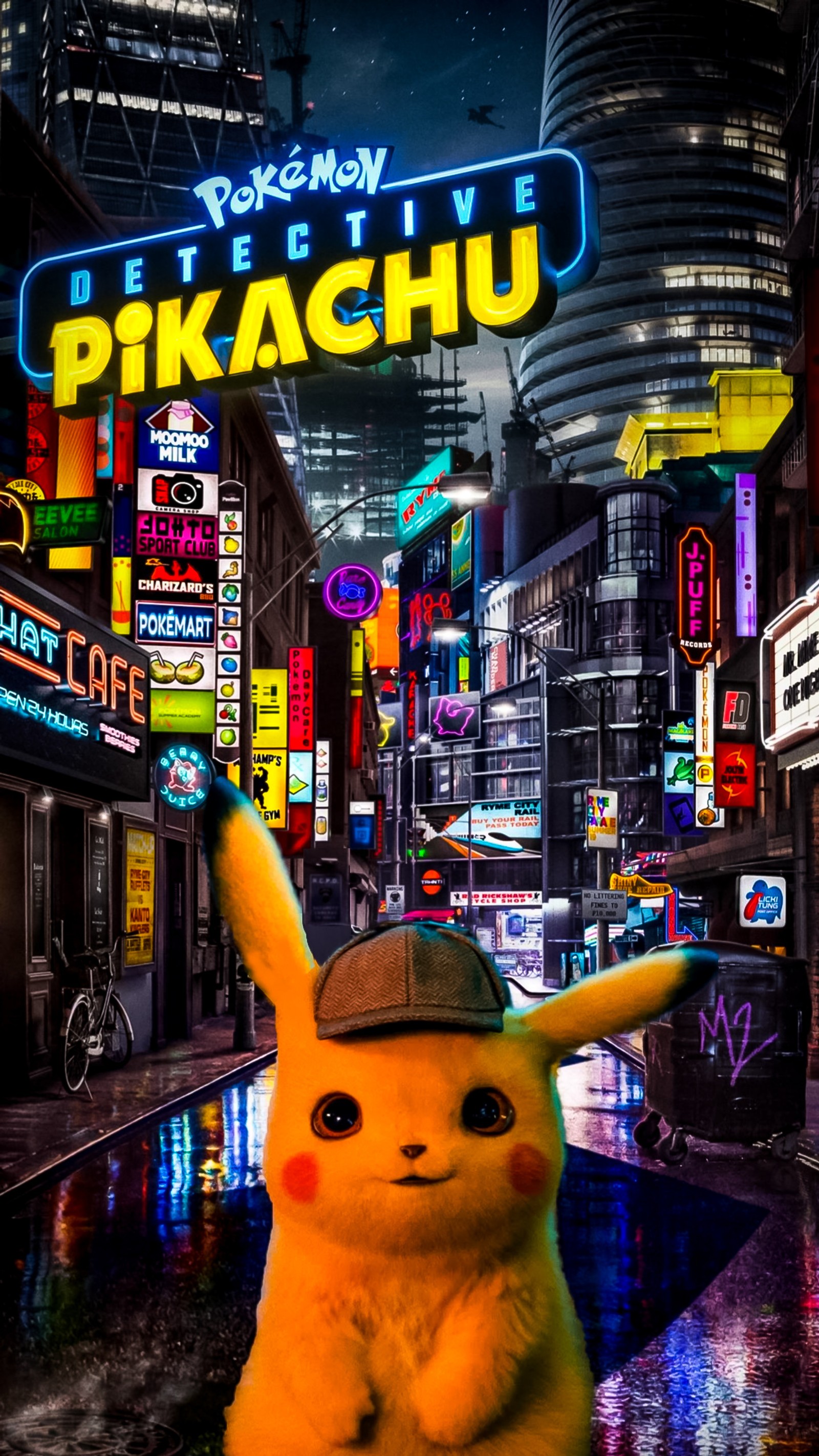 Скачать обои детектив, фильм, pikachu, pokemon, райан рейнольдс