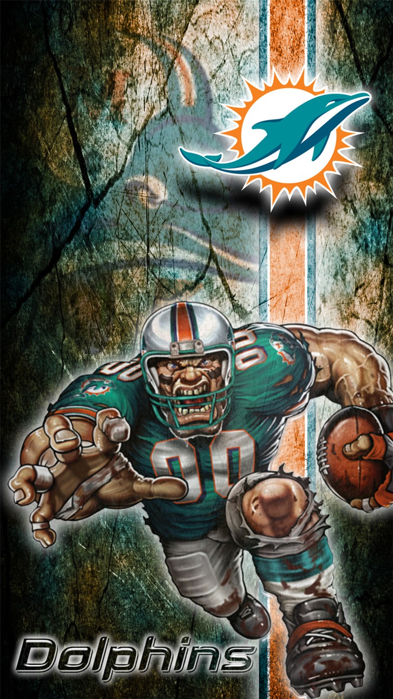 Игрок футбольной команды miami dolphins бежит с мячом в руках (флорида, футбол, майами, nfl)