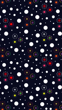 flowers, phone, polka dots, samsung, wallpaper