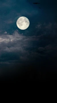 Majestic Full Moon Illuminating a Cloudy Night Sky