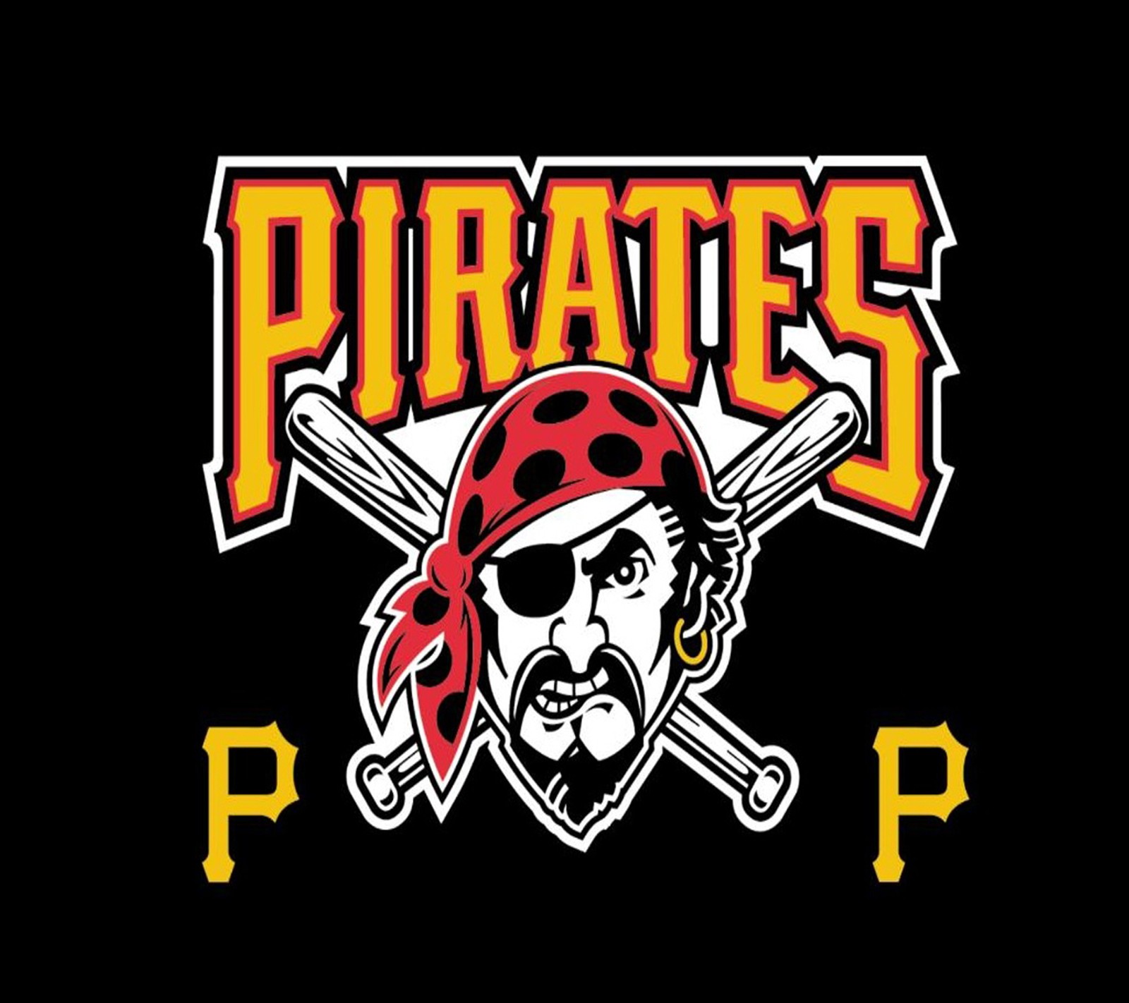 Logo del equipo de béisbol piratas con un pirata en el medio (piratas, pittsburgh)