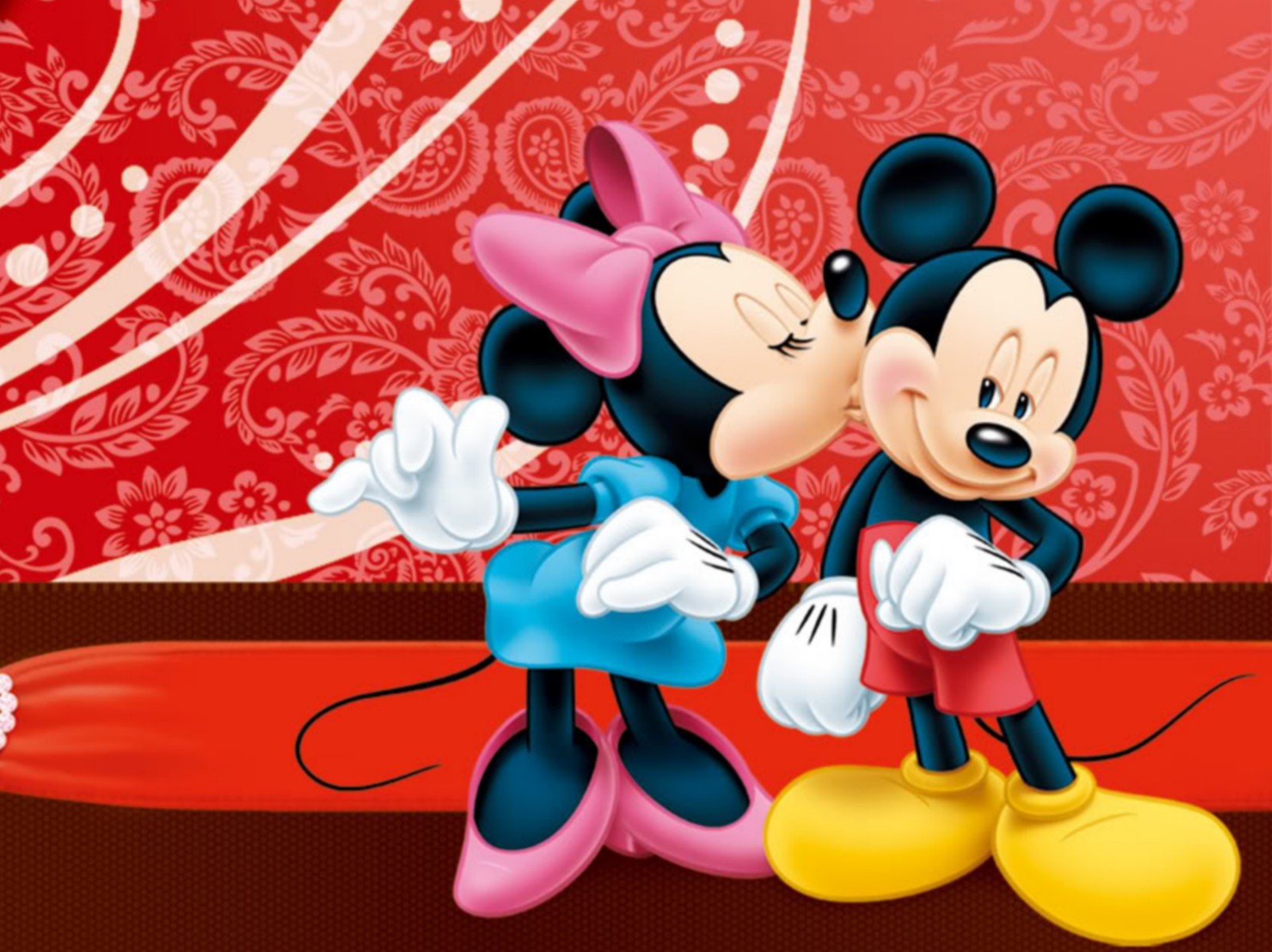 Скачать обои дисней, disney, друзья, поцелуй, mickey mouse