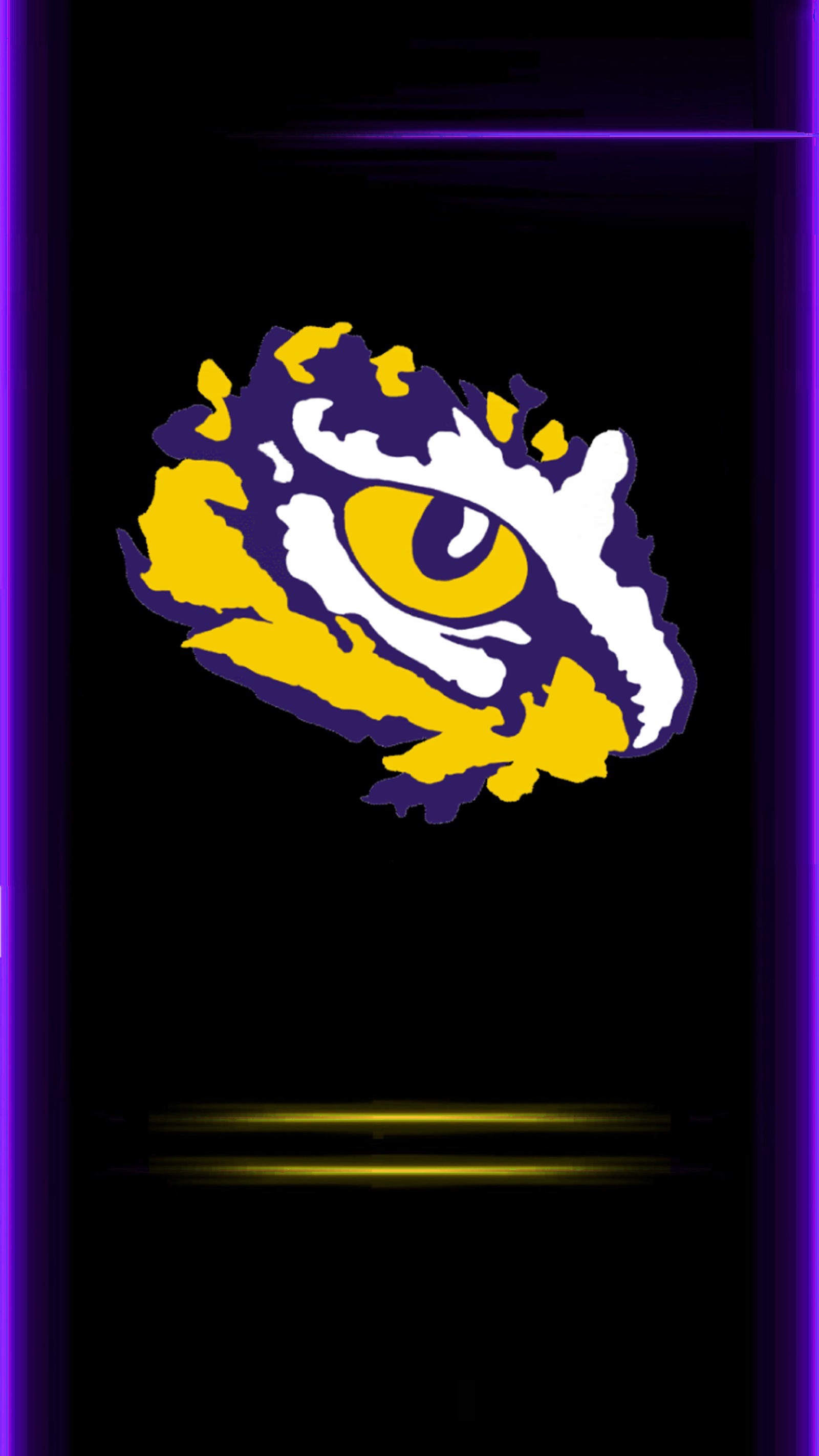 A close up of a purple neon frame with a tiger on it (edge, football, lsu, sec)