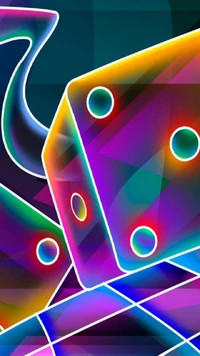 3d cube dice, colors, neon lights, rainbow, rainbow colors wallpaper