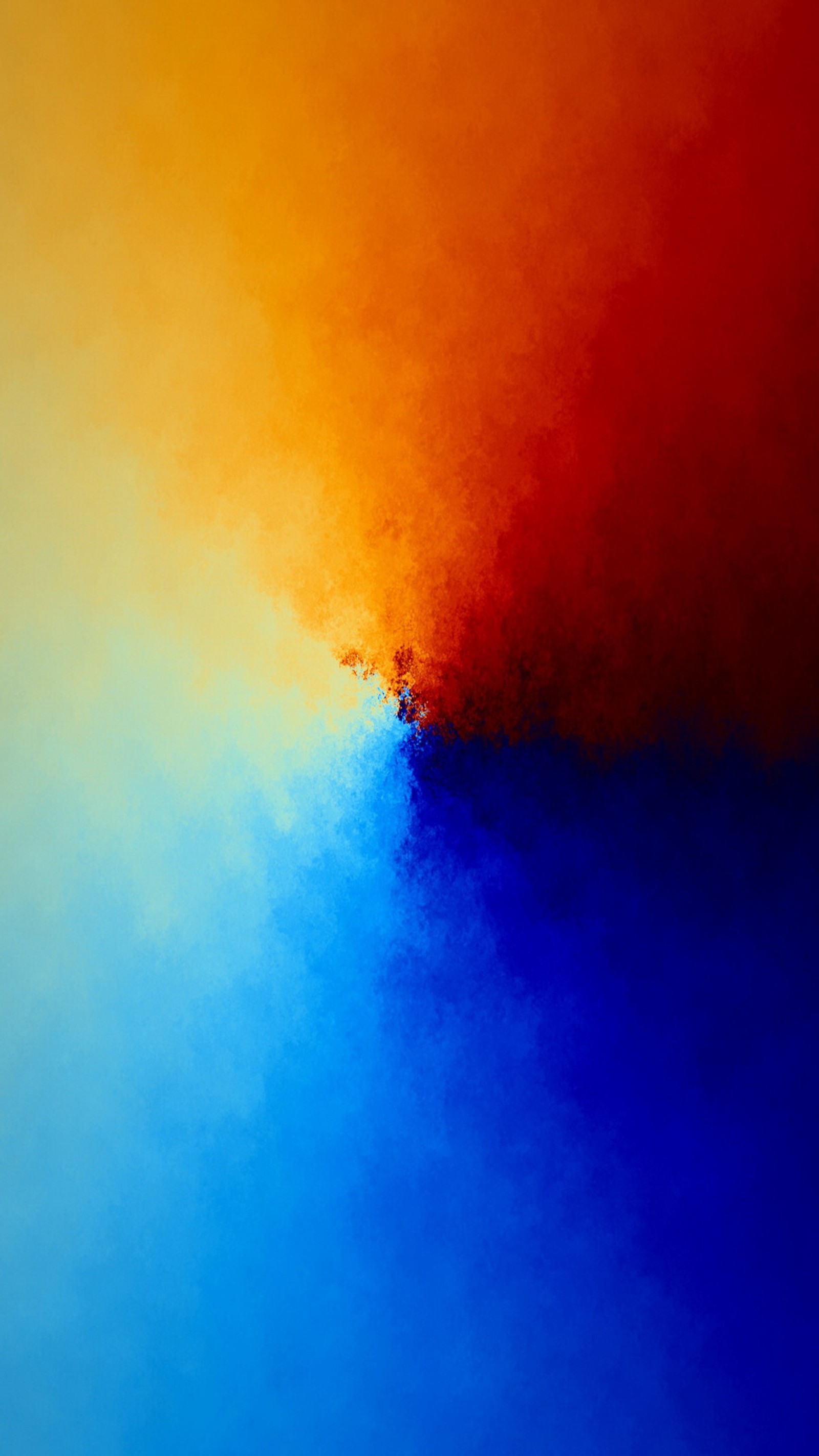 Painting of a red and blue cloud with a yellow and blue background (berry, black, blackberry, galaxy, moon)