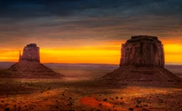 monument valley, butte, point de repère, nuage, formation