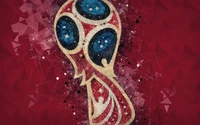 Ilustración artística del emblema de la Copa Mundial de la FIFA 2018 sobre un fondo rojo