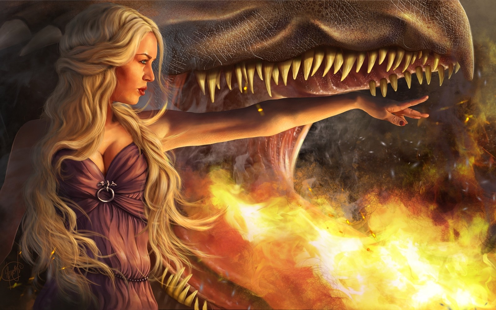 Скачать обои дейенерис таргариен, daenerys targaryen, дракон, мифология, cg арт