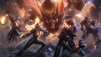 FPX Monde : Champions de League of Legends dans un art splash épique