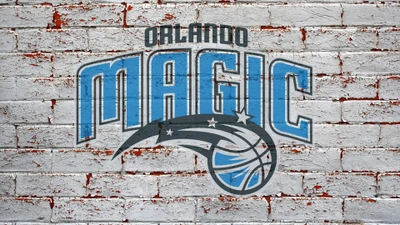 Logo de Orlando Magic sobre un fondo de pared de ladrillo texturizado