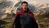 Doctor Strange Facing the Multiverse in a Majestic Landscape