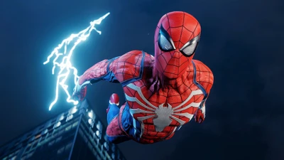 Spider-Man s'envole à travers une nuit orageuse en 4K