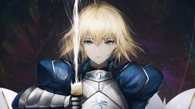 Saber de Fate Stay Night: Un guerrero heroico con armadura y espada