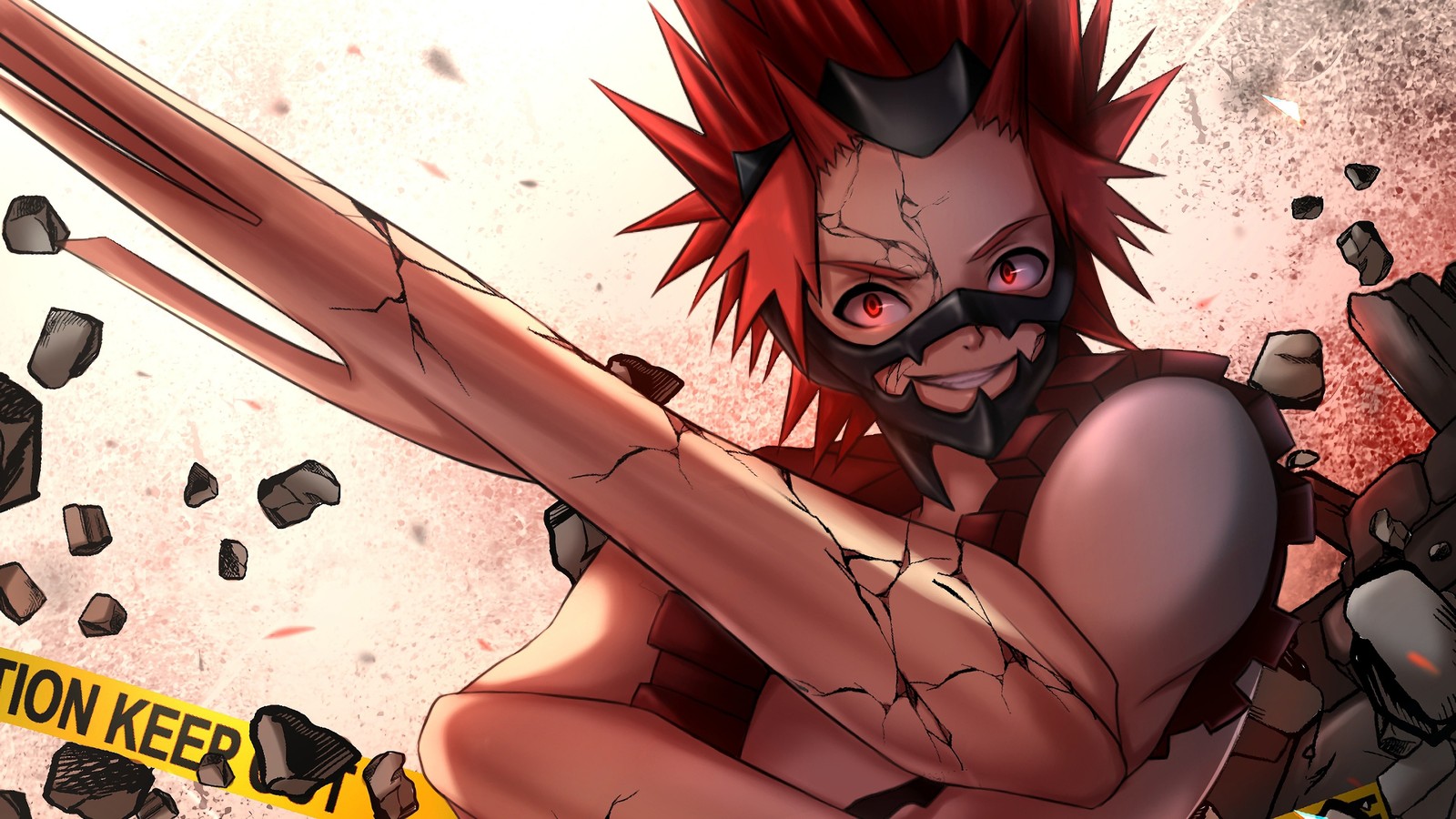 Baixar papel de parede eijiro kirishima, sturdy hero red riot, boku no hero academia, my hero academia, anime