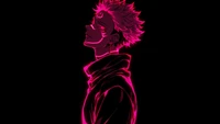 Sukuna: Striking Pink Aesthetic on Black Background - Jujutsu Kaisen 4K Wallpaper