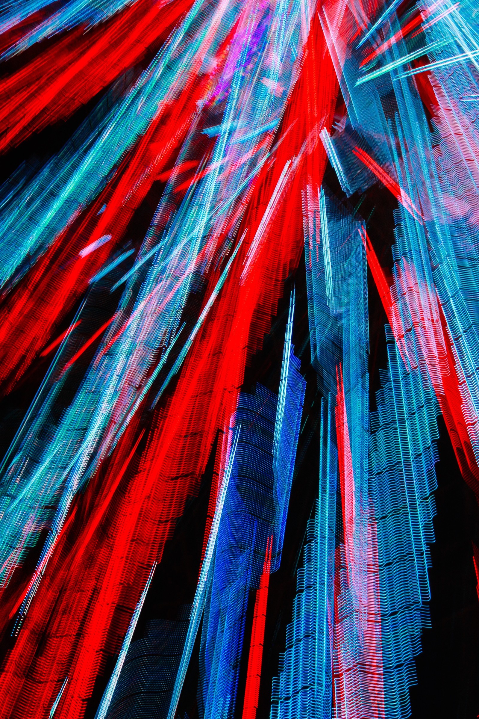 Araffe photograph of a clock tower with red and blue lights (blue, red, light, electric blue, textile)