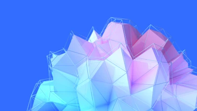 Abstract 3D Polygonal Structure in Blue and Pink