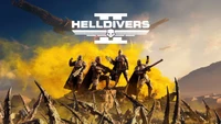 Helldivers 2 Key Art: Squad Ready for Battle Against Alien Threats