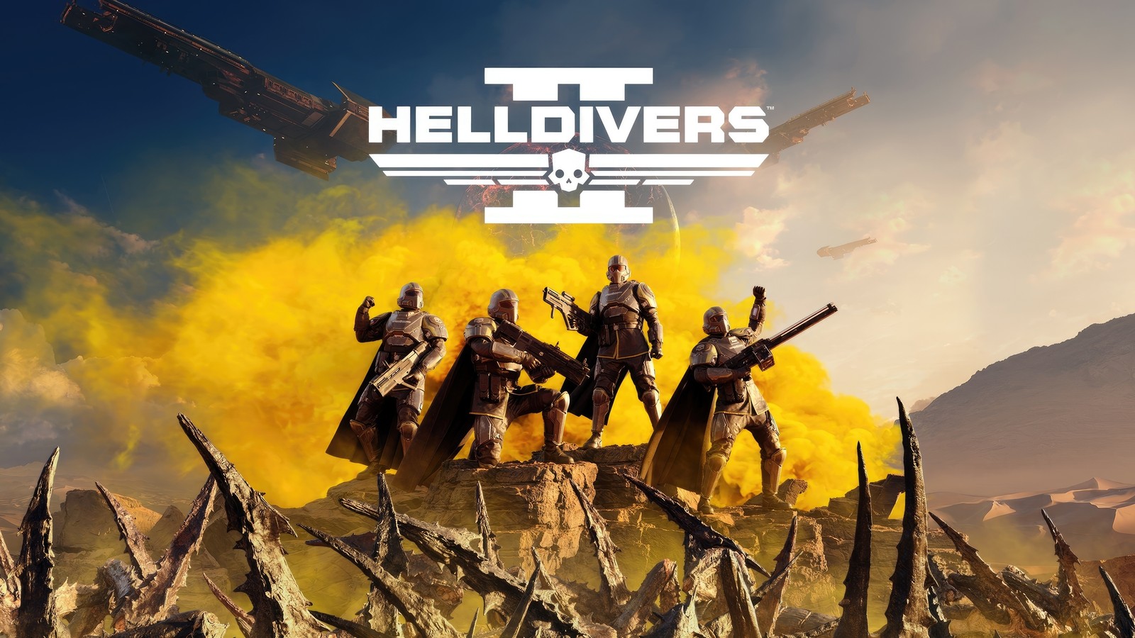 Обложка видеоигры hell divers 2 (хеллдайверс 2, helldivers 2, ключевое искусство, игры 2024, компьютерные игры)